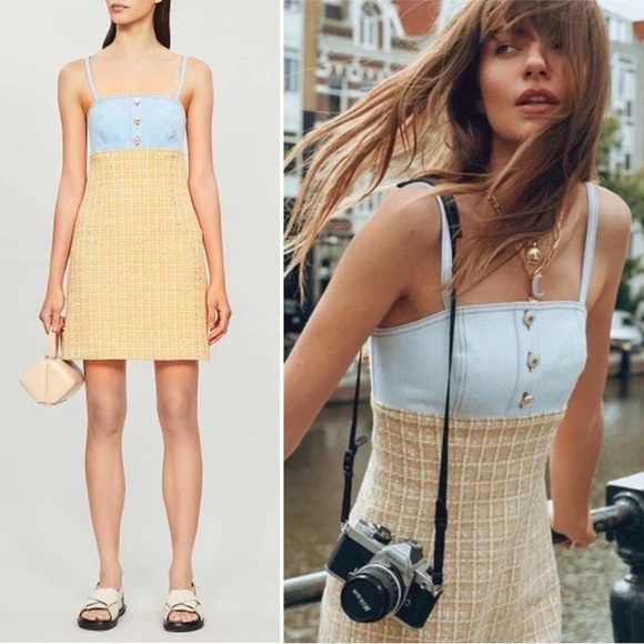 Sandro Dresses & Skirts - Sandro Two-Tone Mini Dress in Light Blue and Beige